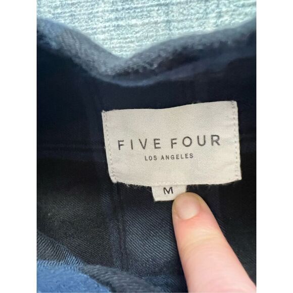 Five Four Black Blue Plaid Flannel Button Front Shirt Men's Medium - Picture 3 of 8